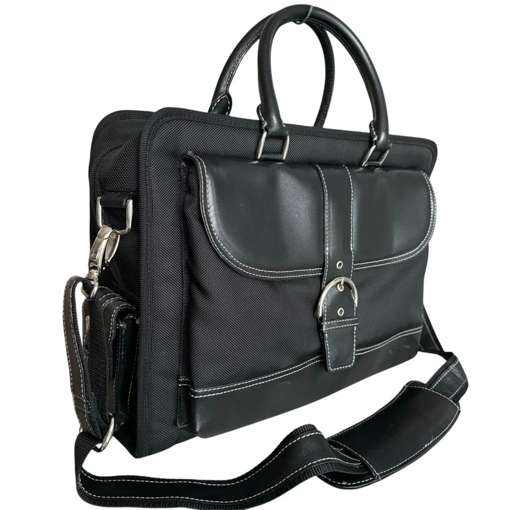 Franklin Covey Laptop Bag Briefcase Black Leather